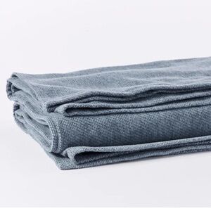 Coyuchi Sequoia Blue Washable Organic Cotton and Wool Throw